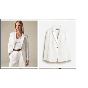 J.Crew $198 Womens Helena Blazer Stretch Linen White Size 16 BX793
